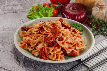 Italian pasta with dry tomato