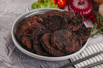 Liver pancakes in the bowl