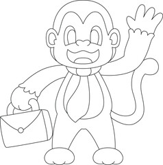 Monkey Businessman Briefcase Animal Vector Graphic Art Illustration