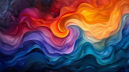 Playful swirls of color intertwining in a dance of harmony, creating a mesmerizing and dynamic...