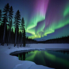 night landscape with lake