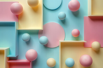 A colorful background with geometric shapes and pastel colors for product photography created with ai.