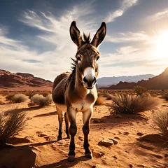 Zelfklevend Fotobehang donkey in desert © Mujahid