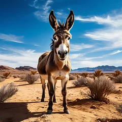 Zelfklevend Fotobehang donkey in the desert © Mujahid