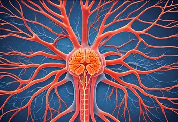 background with nervous system of human body