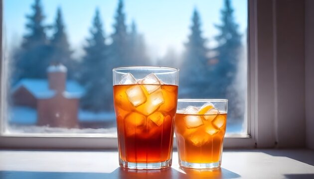 A frosted glass of iced tea on a cozy cafÃ© table 2 (1)