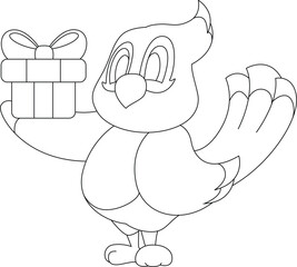 Parrot Birthday Package Animal Vector Graphic Art Illustration