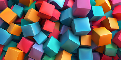 Fototapeta na wymiar Colorful Bricks Arranged Around Colorful Cubes Background 