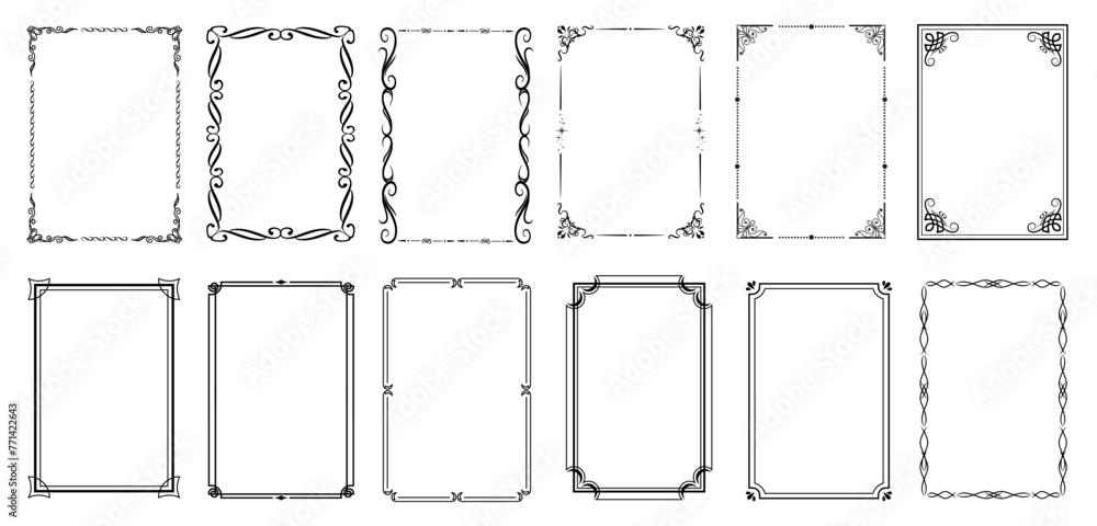 Poster vintage rectangle border. decorative thin frames. isolated icons vector set..eps