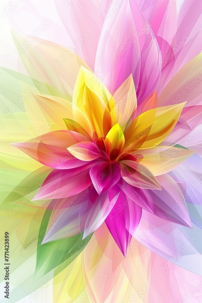 Poster a colorful flower with a yellow center and pink petals