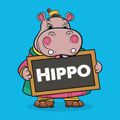 Vocabulary frame for kids. hippo Animal Alphabet Letter Hippo.
