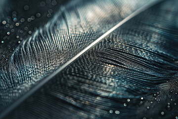 Close-up of delicate feather texture in monochrome for background or detail