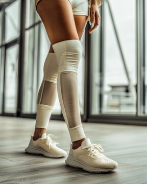 Ready for Fitness: Sporty Leggings and Athletic Shoes. Generative ai