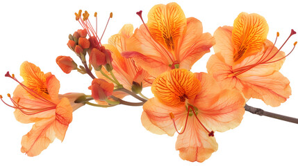Bright orange flower bush isolated on a transparent background, PNG, Ai