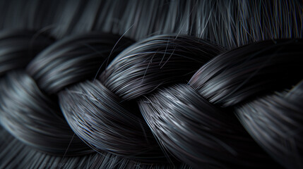 Close-up of black braided hair texture. - obrazy, fototapety, plakaty