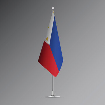 3D realistic flag of the Philippines on steel pole