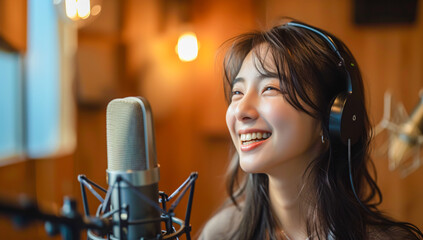 Singer performing with microphone, a portrait of passion and intensity in music creation