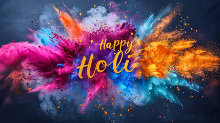 illustration of abstract colorful Happy Holi background - obrazy, fototapety, plakaty