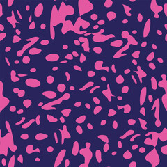 Seamless vector pattern with pink abstract ornament on dark background.