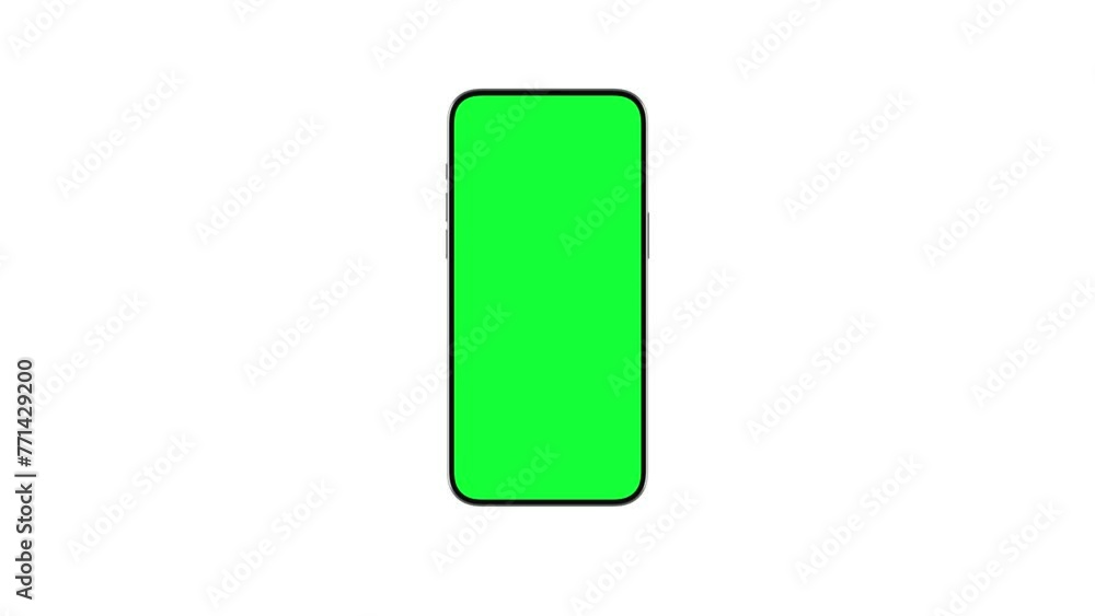 Fototapete smartphone display with green screen for chroma key. rotating mock up of smart phone with empty gree