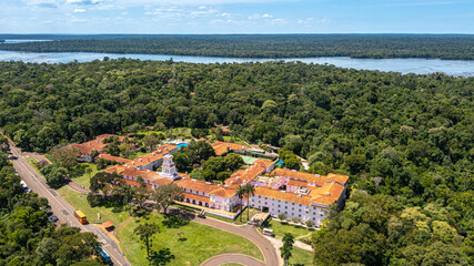 Belmond, hotel das cataratas Iguazu Falls from drone