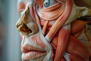 Anatomical Beauty Muscles of the Human Face in Detail - obrazy, fototapety, plakaty