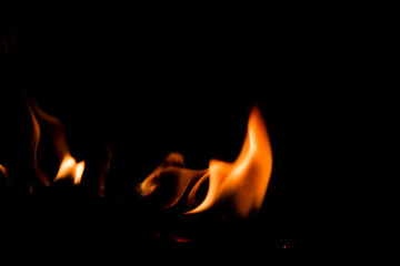 Powerful flames have a black background.
