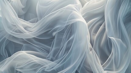 A captivating 3D visualization presenting layers of chiffon fabric delicately layered upon each other, capturing the sheer and ethereal quality of the material. - obrazy, fototapety, plakaty