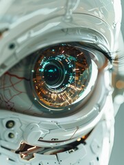 Cybernetic Eye Close-Up: Merging Technology and Vision