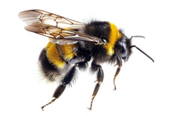 The Marvel of Pollination Bumblebee in Flight Isolated on White