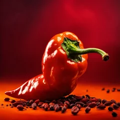 Keuken spatwand met foto red hot chili peppers © Foodandplants