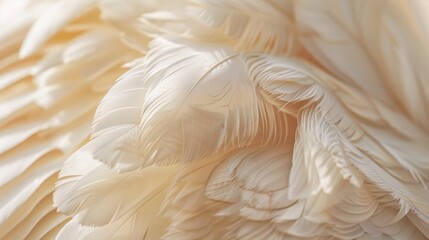 A captivating close-up photograph capturing the soft and delicate texture of beige feathers.