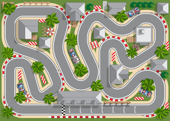 Race track. View from above. Vector illustration.