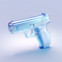 Glossy stylized glass icon of gun, handgun, pistol, firearm, weapon, sidearm