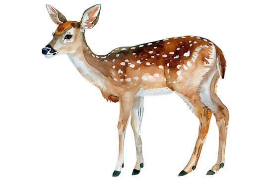 watercolor doe isolated on white background