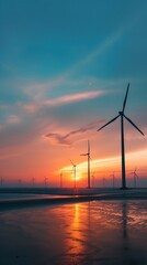 Obraz premium Sustainable Energy Innovation at Sunset Optimizing Resources for a Brighter Future