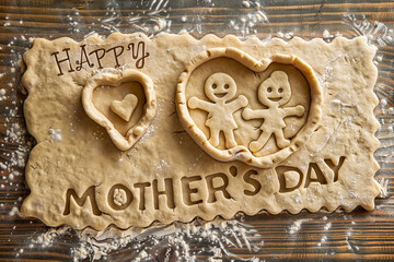 Mother's day cookies on a wooden background