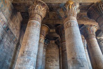 Incredible frescoes of the Temple of Esna, Temple of Khnum, colored hieroglyphs, ancient Egypt, ancient civilizations