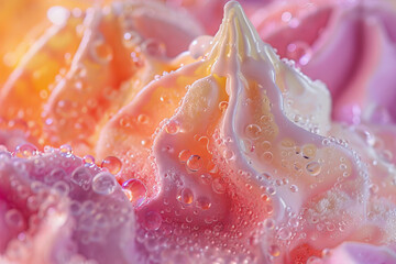 A dessert with a pink and yellow swirl - Powered by Adobe