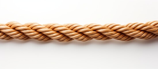 A detailed closeup of a rope made from natural materials like plant fibers or hair, against a white background. The texture of the rope is emphasized, showcasing its craftsmanship