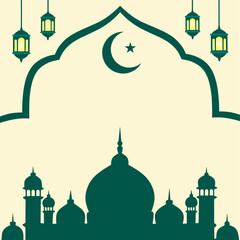 Islamic background design for greeting cards with the theme of Ramadan, Eid al-Fitr and Islamic New Year