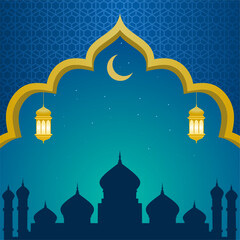 Islamic background design for greeting cards with the theme of Ramadan, Eid al-Fitr and Islamic New Year