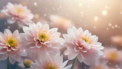 Fototapeta premium Soft pink flowers on a pink background