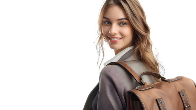 Bold female accountant isolated on a transparent background, PNG, Ai