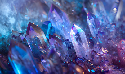Translucent Crystals, Blue and Purple Light Reflection,Abstract Background ,Generative AI 
