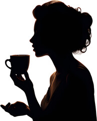 Silhouette of a woman drinking tea, silhouette, tea time