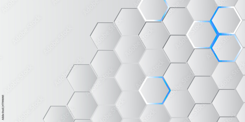 Poster abstract background with hexagons in white. white hexagon background. white background design. techn