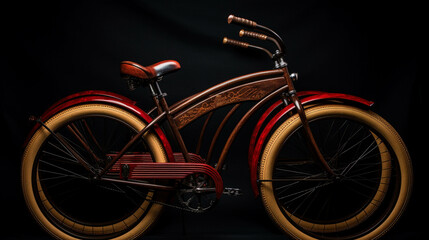 Fototapeta na wymiar old red bicycle high definition(hd) photographic creative image 