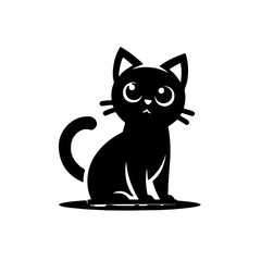Silhouette of a cute kitten, SVG vector on white background