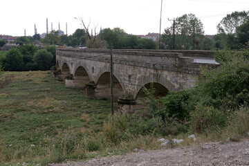 Historical Gazi Mihal Bey Bridge in Edirne, Turkey